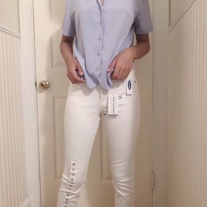 white straight leg distressed jeans